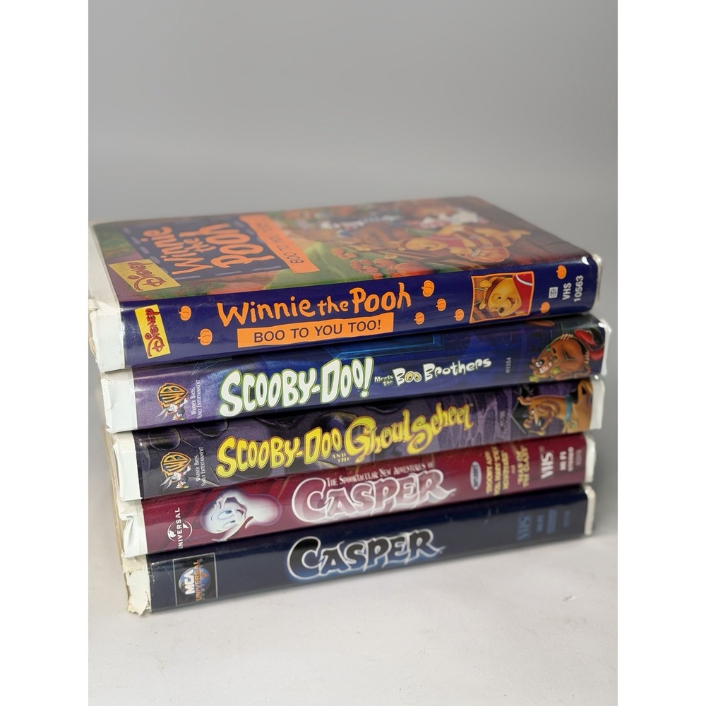 KIDS HALLOWEEN VHS Lot of 5: Casper, Winnie The Pooh, Scooby-Doo